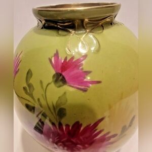 Vintage Handpainted German 8" Vase by Carl Tielsch Altwasser Chrysanthemums